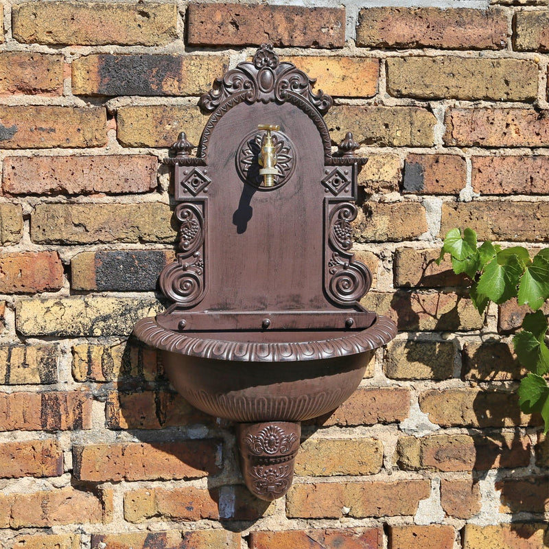 Wandbrunnen von CLGarden WB1 im nostalgischen Design Gartenbrunnen Wasserzapfstelle mit Waschbecken