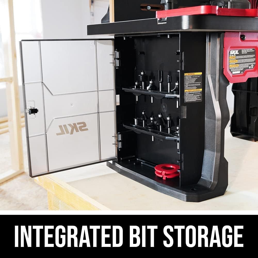 SKIL RT1323-01 Oberfrästisch und 10-Ampere-Fixsockel-Fräser-Set