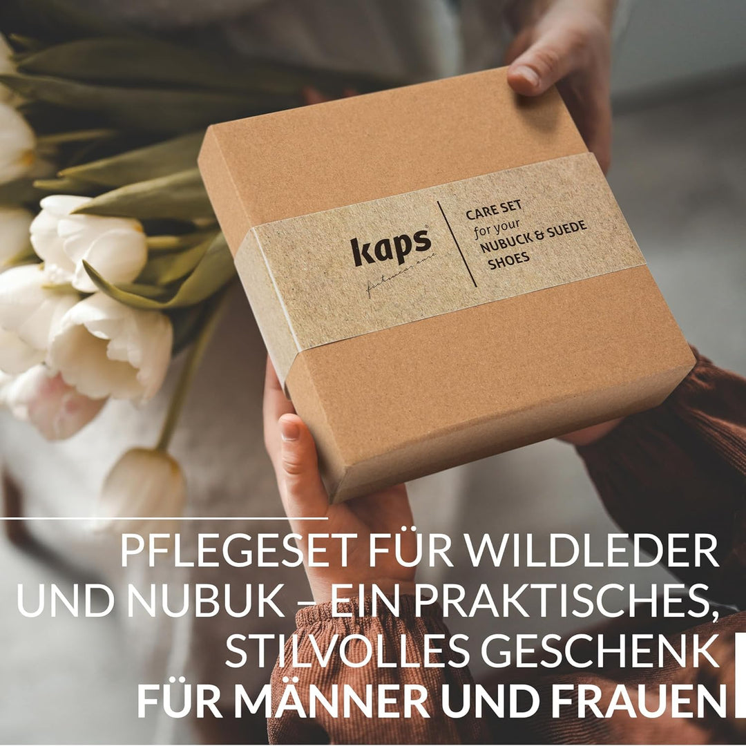 Kaps Nubuck Suede Care Set – Komplettes Reinigungs- und Pflegeset für Wildleder- und Nubukschuhe, Re
