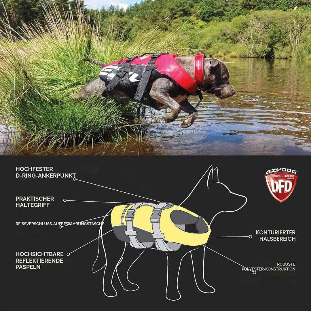 EzyDog Schwimmweste Hund - DFD Hundeschwimmweste - Schwimmwesten für für Kleine, Mittelgrosse und Gr