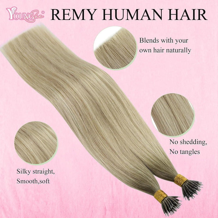 YoungSee Nanoring Extensions Echthaar Ombre Nano Extensions Echthaar 40cm Nanoring Haarextension Asc