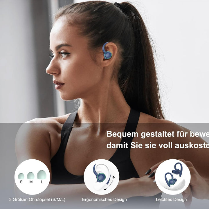 Bluetooth Kopfhörer Sport, Kopfhörer Kabellos Bluetooth 5.3 mit 4 Mic, In Ear Kopfhörer Bluetooth EN