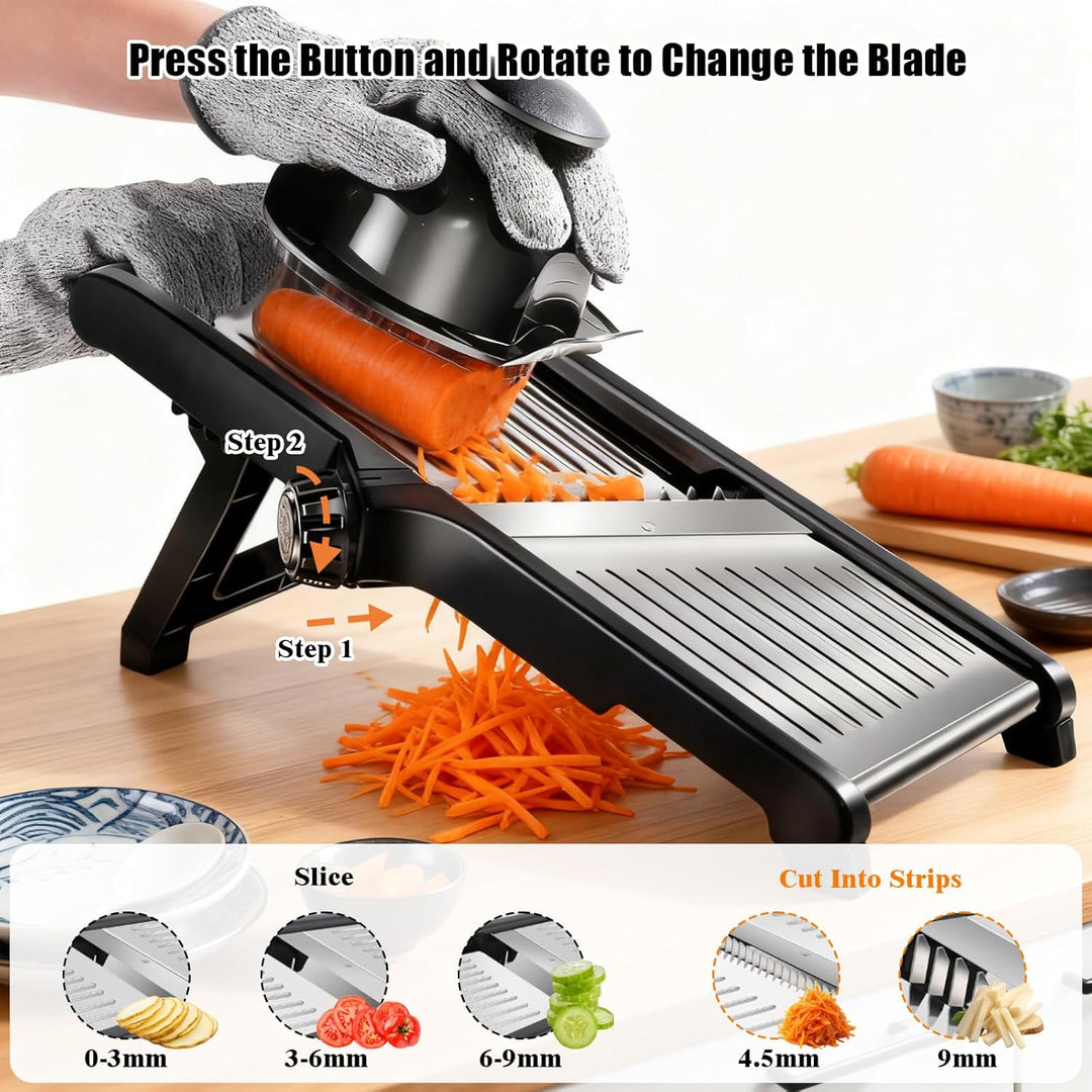 Mandoline Gemüsehobel, Gemüsehobel Mandoline Edelstahl, Gurkenhobel Dünne Scheiben, Multifunktion Ge