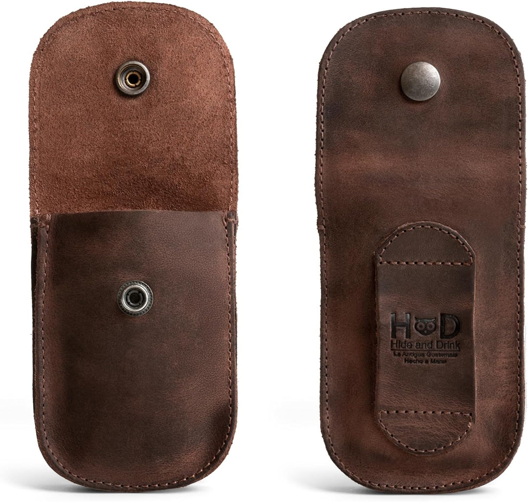 Hide & Drink, Holster Pouch Handmade from Full Grain Leather Bourbon Brown, Bourbon Brown