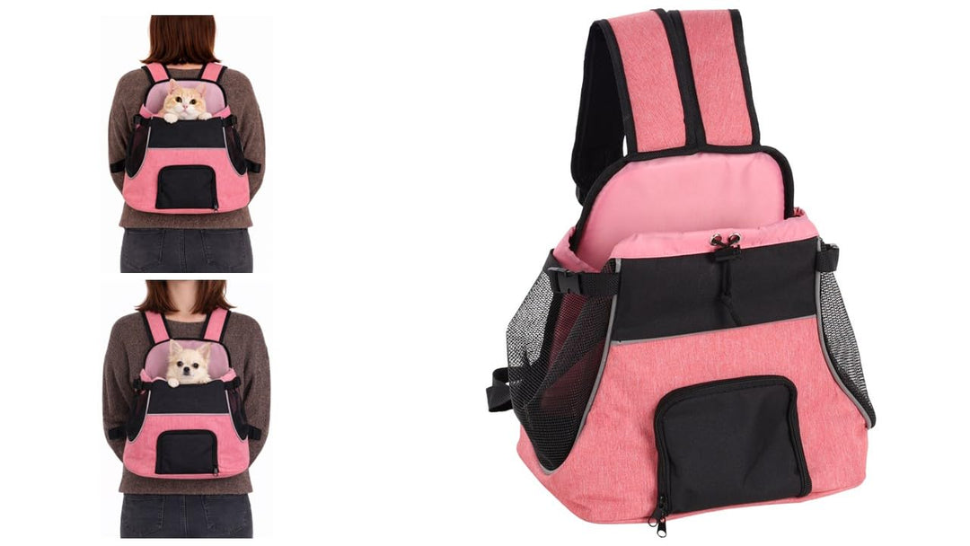 Hundetasche - Bauchtrage Xanty Rosa – 29x23x38cm – Polyester – Öffnung mit Kordel – Rückenverstärkun