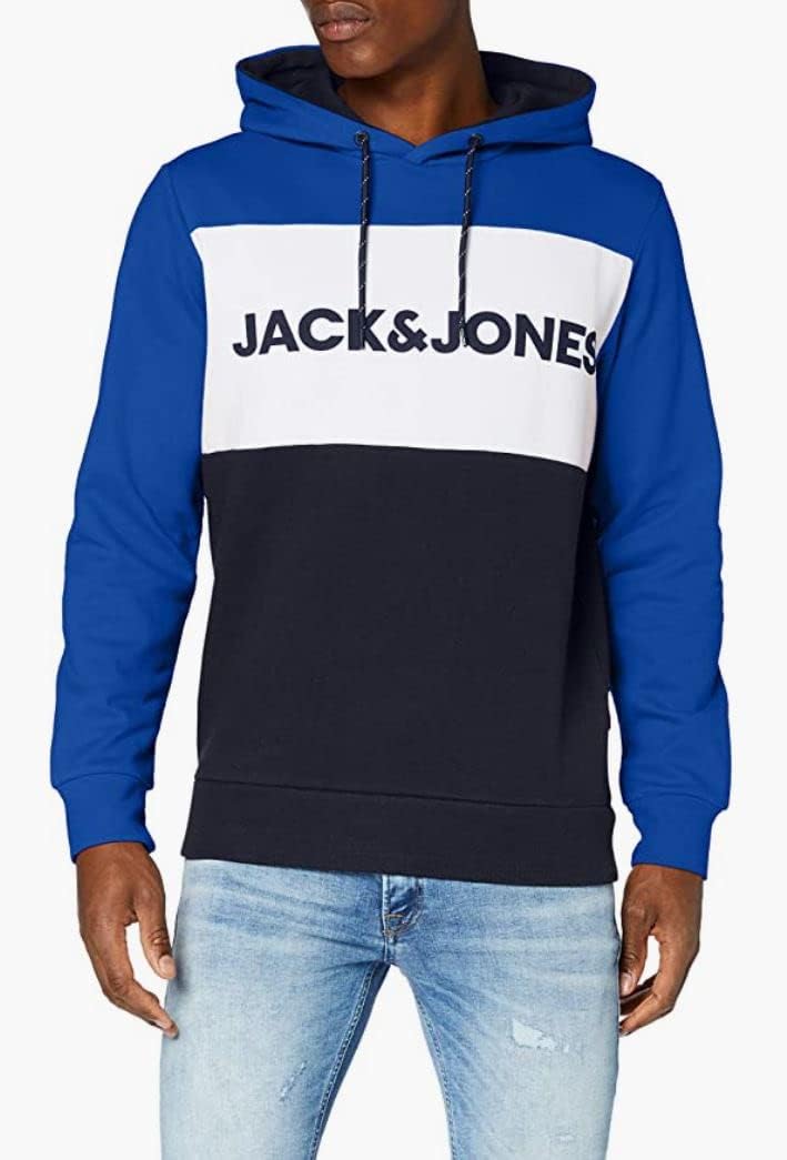 JACK & JONES Herren Warmer Print Hoodie Logo Sweater Pullover Basic Kapuzen Sweatshirt JJELOGO XS Cl