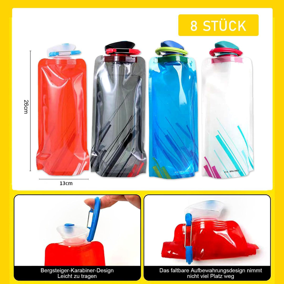 Faltbare Trinkflasche,700ML Flexible Zusammenklappbare Wasserflaschen, Wiederverwendbare Wasser-Flas