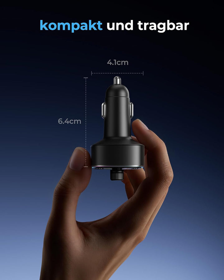 LENCENT FM Transmitter Auto Bluetooth 5.4, 54 W Auto Bluetooth Adapter, Dual USB-Anschlüsse Schnelll