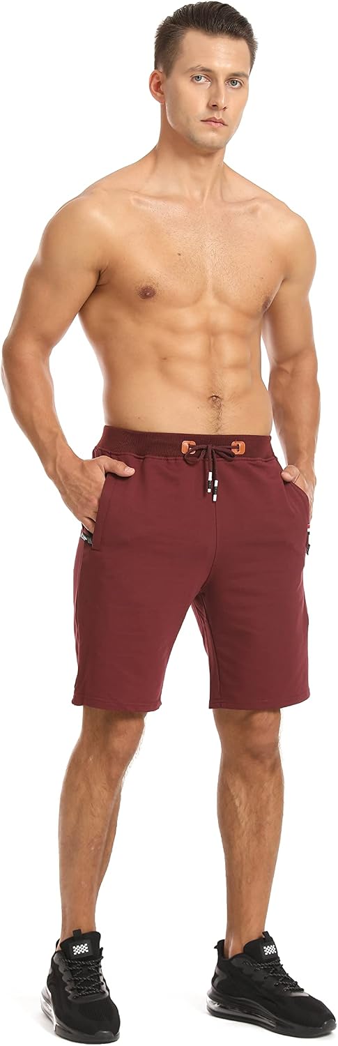 Tansozer Sport Shorts Herren Mit Reissverschluss Rot M, Rot M