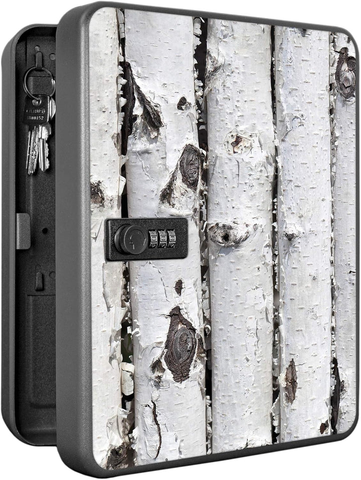 banjado® Burg-Wächter® abschliessbarer Schlüsselkasten mit Motiv Birkenrinde für 36 Schlüssel - Schl