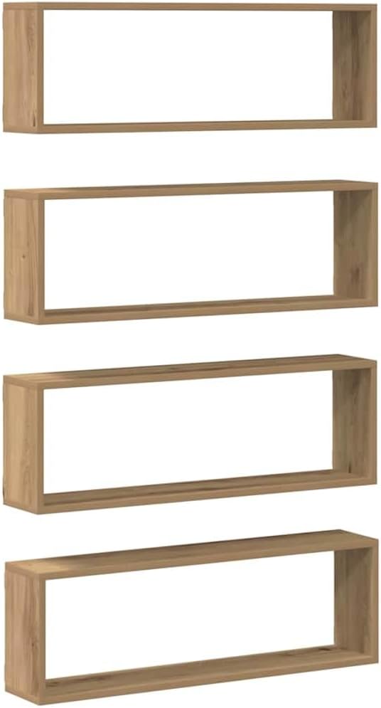 vidaXL Wandmontierte Holzregale in Artisan Eiche | Set von 4 Haltbare Holzwerkstoff Moderne Gestaltu