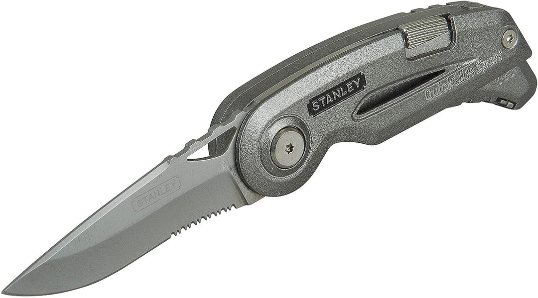 Stanley Quickslide II Sportmesser (gezahnte Sportklinge, mit Sicherheitssystem für sicheres Arbeiten