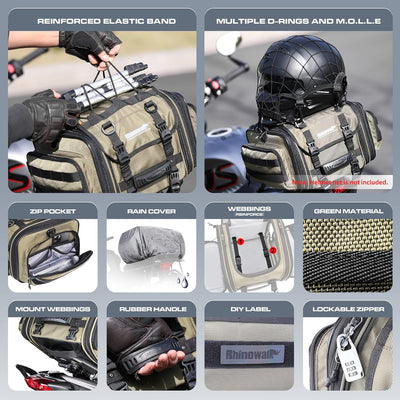 Rhinowalk Motorrad Sitztaschen 19-26L Wasserdicht Motor Rücksitztasche Gepäcktasche Hecktasche Erwei
