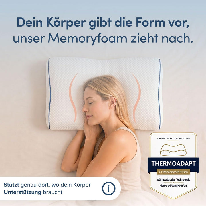 Blumtal Orthopädisches Nackenstützkissen aus Memory Foam - ergonomisches Kopfkissen mit individuelle