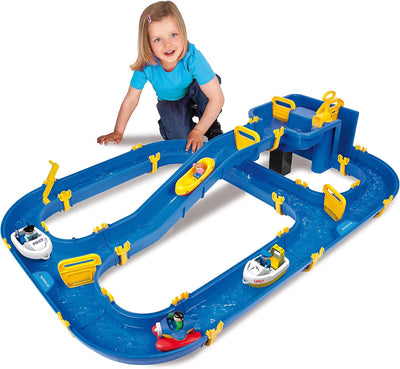 BIG - Waterplay Niagara - Wasserbahn blau, 130 x 90 x 22cm grosse Bahn, mit 3 Booten, Wasserflugzeug