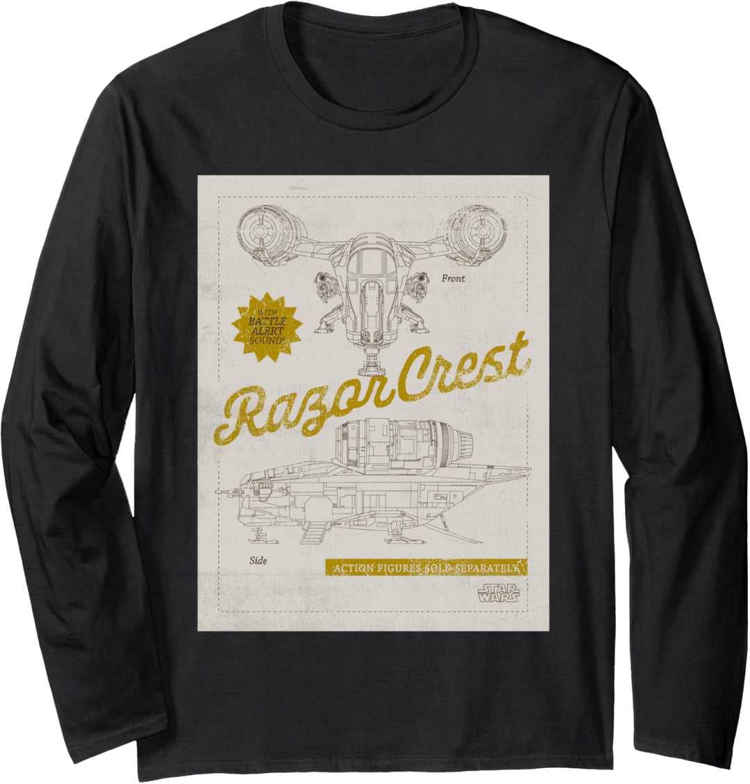 Star Wars The Mandalorian Razor Crest Toy Diagram Langarmshirt