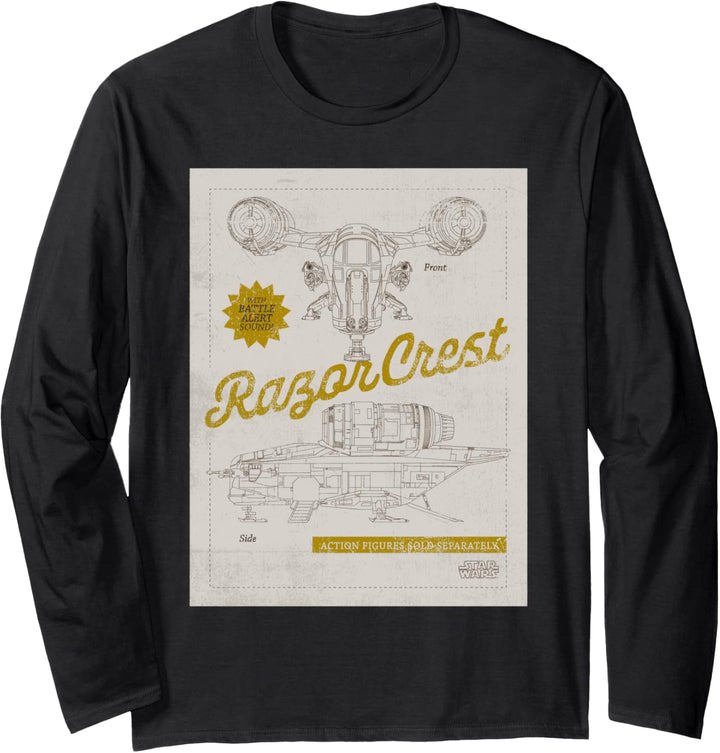 Star Wars The Mandalorian Razor Crest Toy Diagram Langarmshirt