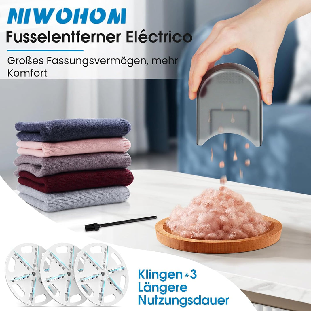 Fusselrasierer Elektrisch, Fusselentferner Entfussler für Kleidung mit 3 Geschwindigkeiten, 6-Klinge