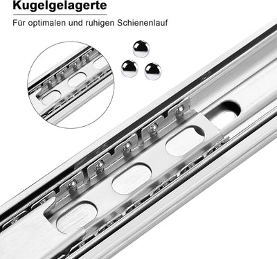 Lospitch 1 Paar (2 Stück) Vollauszüge Schubladenschienen 650mm Teleskopschienen Kugelführung Automat