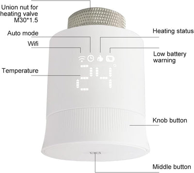KETOTEK Smartes Heizkörperthermostat WLAN, Zigbee Thermostat Heizung mit Hub, Programmierbar Heizung