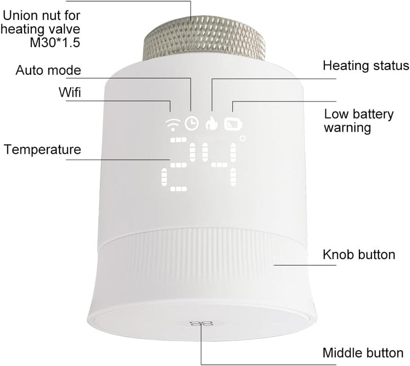 KETOTEK Smartes Heizkörperthermostat WLAN, Zigbee Thermostat Heizung mit Hub, Programmierbar Heizung