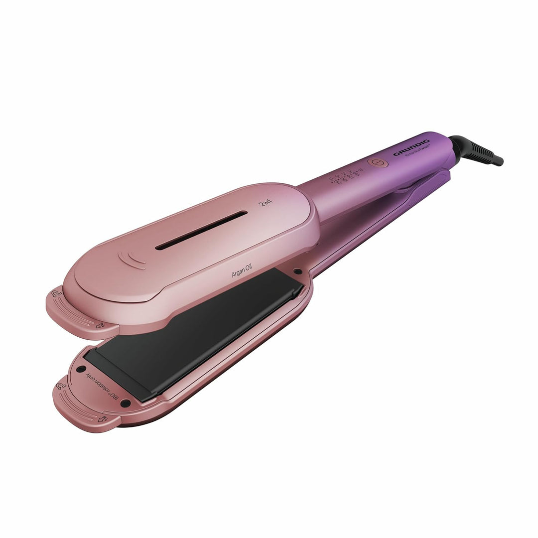 GRUNDIG HS 8331 BotanikaTwist 2in1 Hair Styler, rotierende Platten für Glätten und Stylen, schnelle