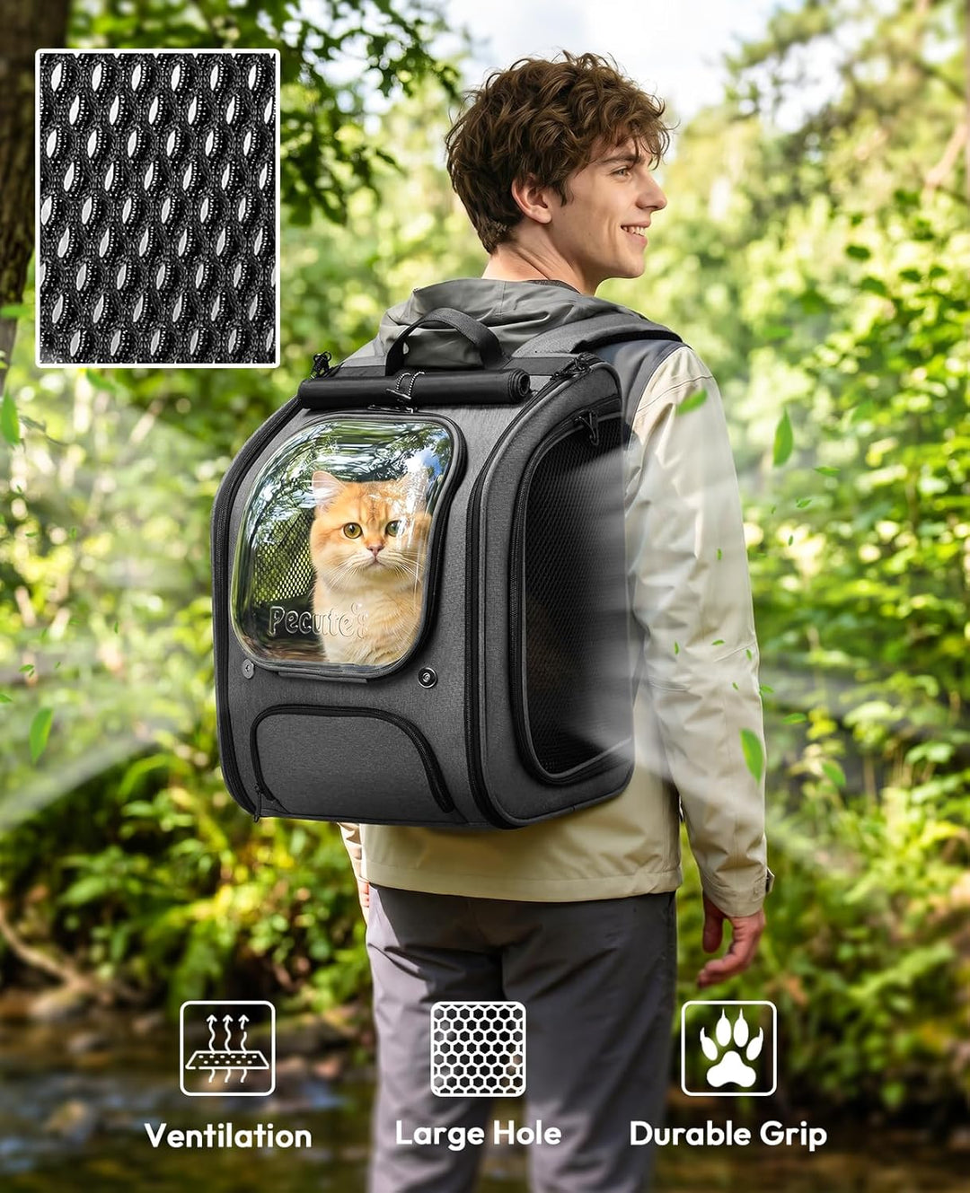 pecute Katzenrucksack Bubble Haustier Rucksack mit Netzfenster, Tragbare und Faltbare Katzentasche,