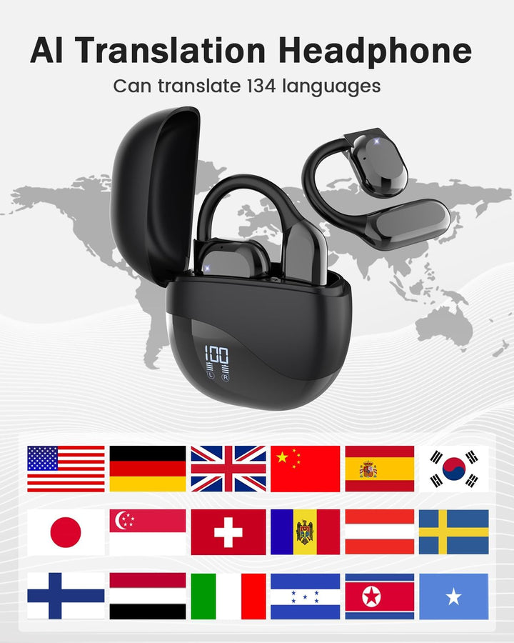 ANSTEN AI ÜBersetzer KopfhöRer, Echtzeit Translation Earbuds für Reisen Lernen, Bluetooth ÜBersetzun