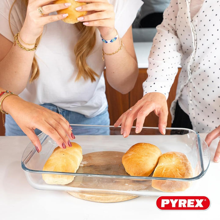 Pyrex® - Essentials Lasagneteller, rechteckig, aus Glas, 35 x 23 cm, 40 x 27 cm, 2 Stück
