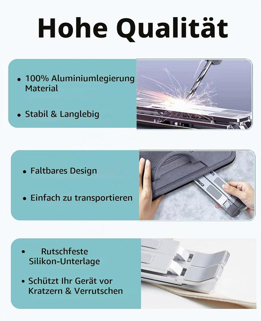 VVGAOGES Laptop Ständer,Aluminium Höhenverstellbarer Belüfteter Notebook Ständer,Faltbarer tragbarer