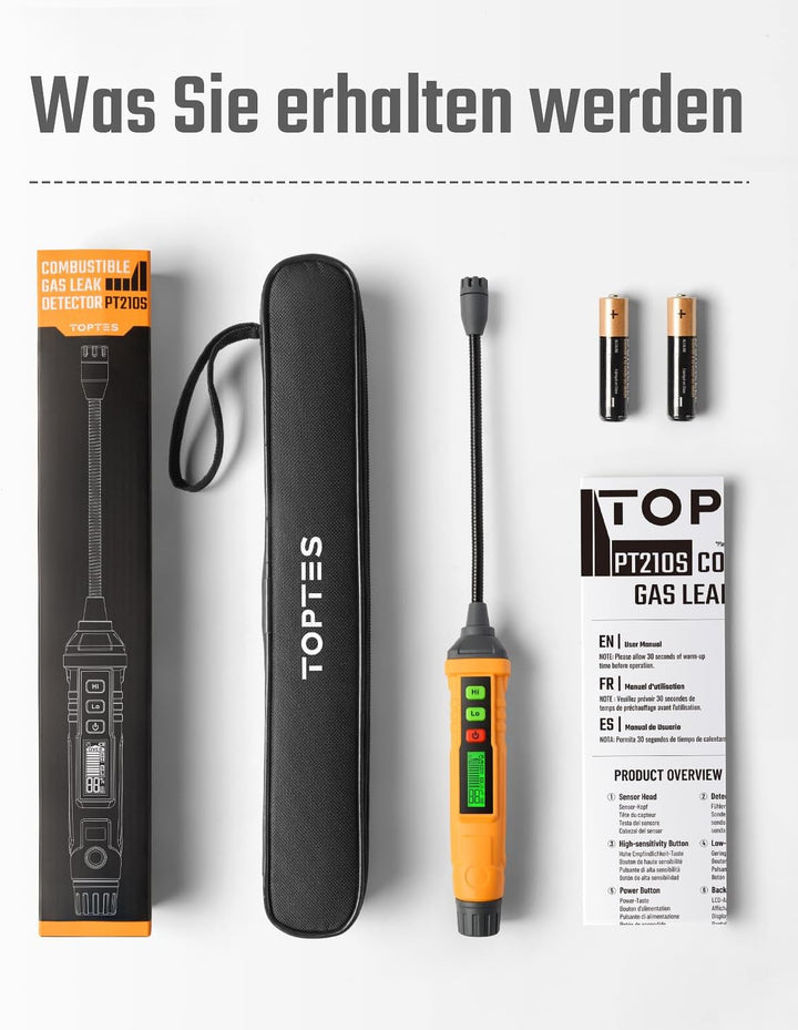 Gasmelder, TopTes PT210S Gasspürgerät mit 10 cm Sonde, ideal für den Einsatz in Wohnhäusern und Wohn