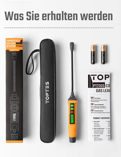 Gasmelder, TopTes PT210S Gasspürgerät mit 10 cm Sonde, ideal für den Einsatz in Wohnhäusern und Wohn