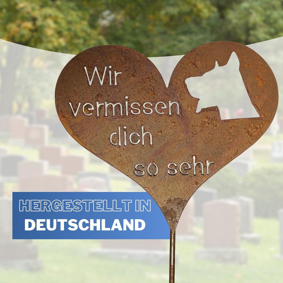 Radami Edelrost Grabherz Grabstecker Grabschmuck Gedenkstein Trauerherz Herz Spruch Stecker für Grab