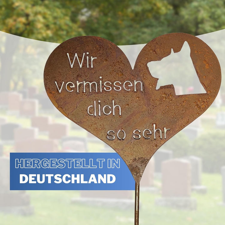 Radami Edelrost Grabherz Grabstecker Grabschmuck Gedenkstein Trauerherz Herz Spruch Stecker für Grab