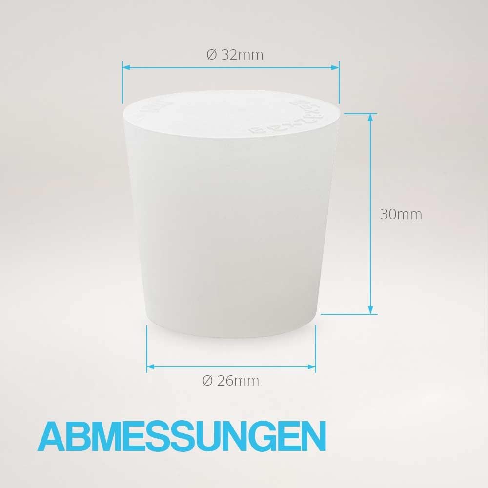 Tuuters 10x Silikonstopfen im Set, Konische Stopfen, Pfropf, Gummistopfen (30 x Ø32 x 26 mm), 30 x Ø