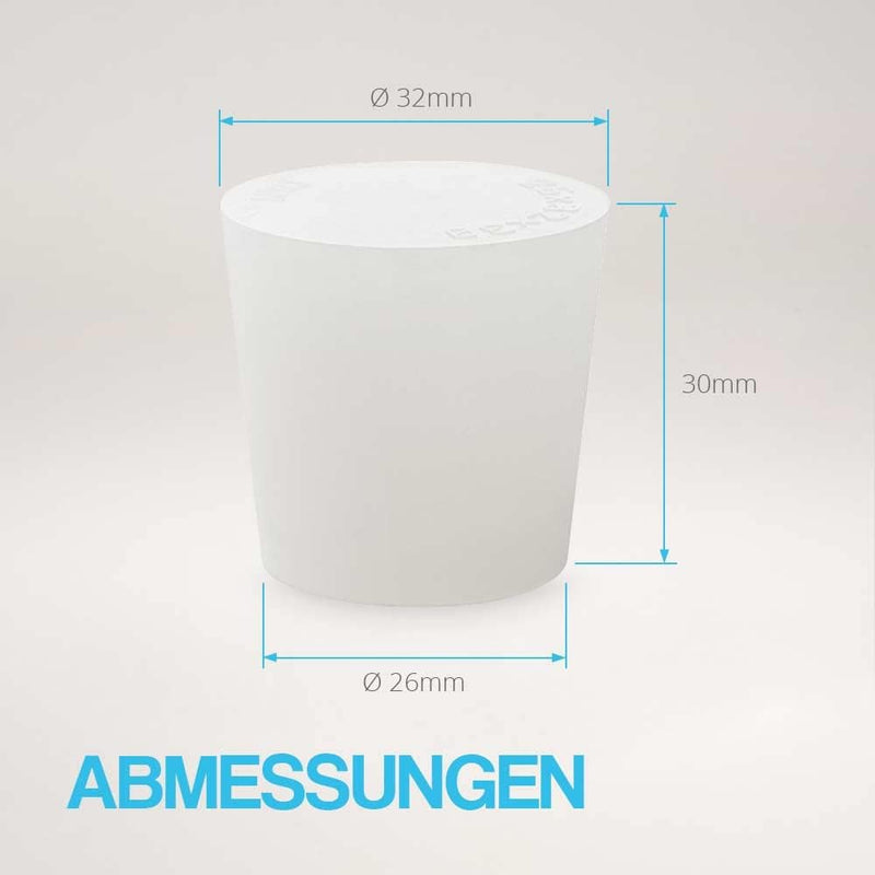 Tuuters 10x Silikonstopfen im Set, Konische Stopfen, Pfropf, Gummistopfen (30 x Ø32 x 26 mm), 30 x Ø