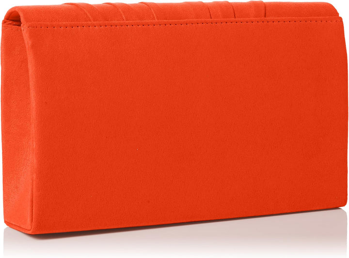 SwankySwans Iggy Suede Velvet Envelope Party Prom Clutch Bag Tasche Orange (Scarlet 03), Orange (Sca