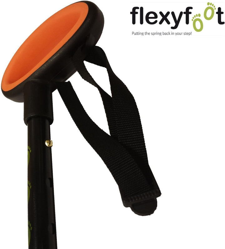 Flexyfoot Shock Absorbing Oval Handle Telescopic Walking Stick Schwarz Einzelbett, Schwarz Einzelbet