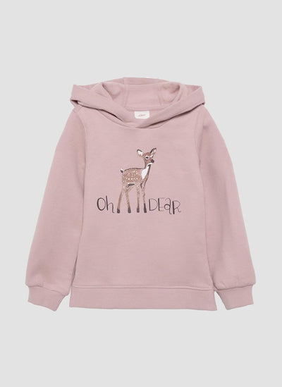 s.Oliver Wärmendes Kapuzen-Sweatshirt mit Glitzerprint 104-110 Zartrosa, 104-110 Zartrosa