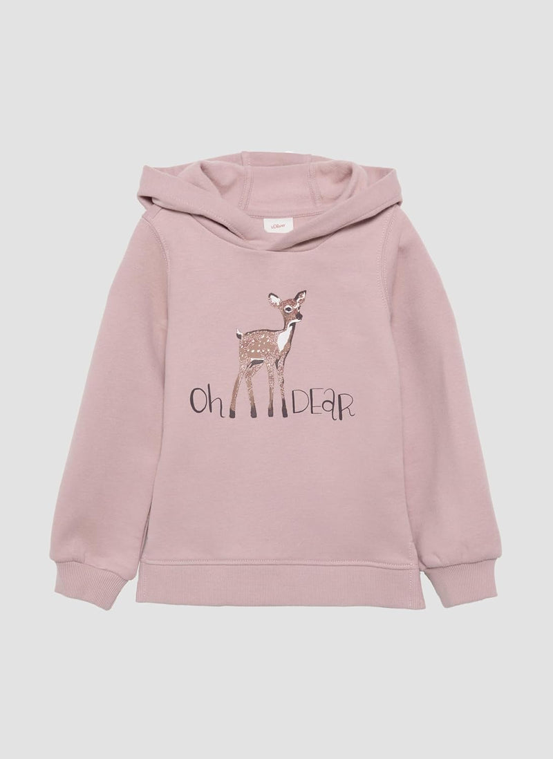 s.Oliver Wärmendes Kapuzen-Sweatshirt mit Glitzerprint 104-110 Zartrosa, 104-110 Zartrosa