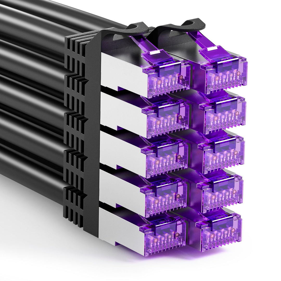 FGB 10 Gbps Patchkabel 0,5m x10, RJ45 Netzwerkkabel CAT 7, (SFTP PIMF Schirmung) Kupfer Ethernet Kab