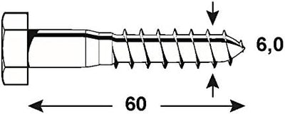 Connex Sechskant-Holzschrauben 6 x 60 mm, Edelstahl, DIN 571, 1000 g, KL4526060, 6 x 60 mm