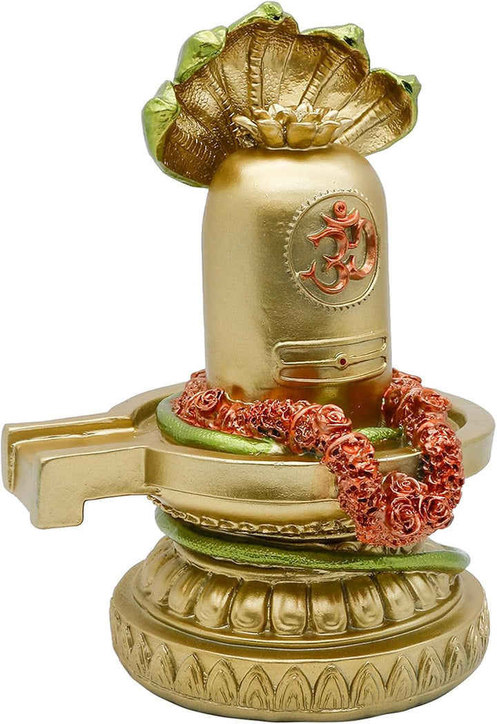 BangDa Bangda Hindu-Lord Shiva-Statue 6.3" X 5.9" X 8.5"H Shiva Lingam Gold, Gold