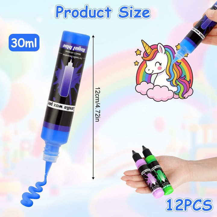 Premium 12er Set Kerzenstifte á 30ml leuchtende Farben, 12 Kerzen selber Machen Set, 12 Stück Kerzen