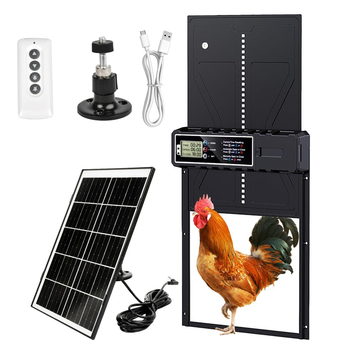 Grosse Solar Automatische Hühnerklappe Upgrade,Elektrische Hühnerklappe Automatisch mit Timer, 7W So