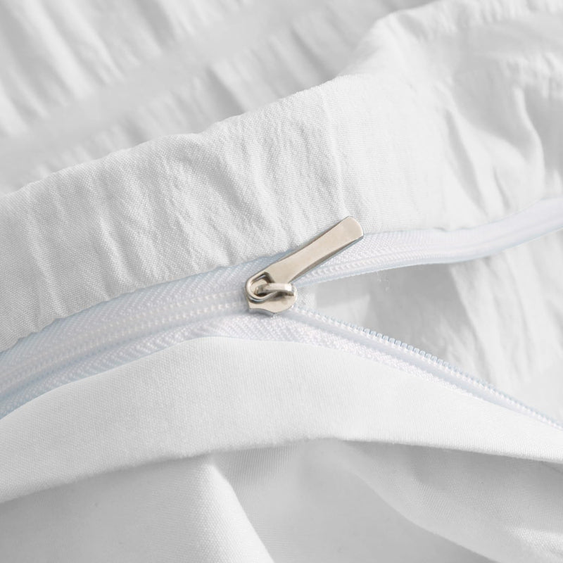 Luofanfei Seersucker Bettwäsche 135x200 Weiss Sommer Uni Weiss Wende Bettwäsche Set Microfaser Atmun