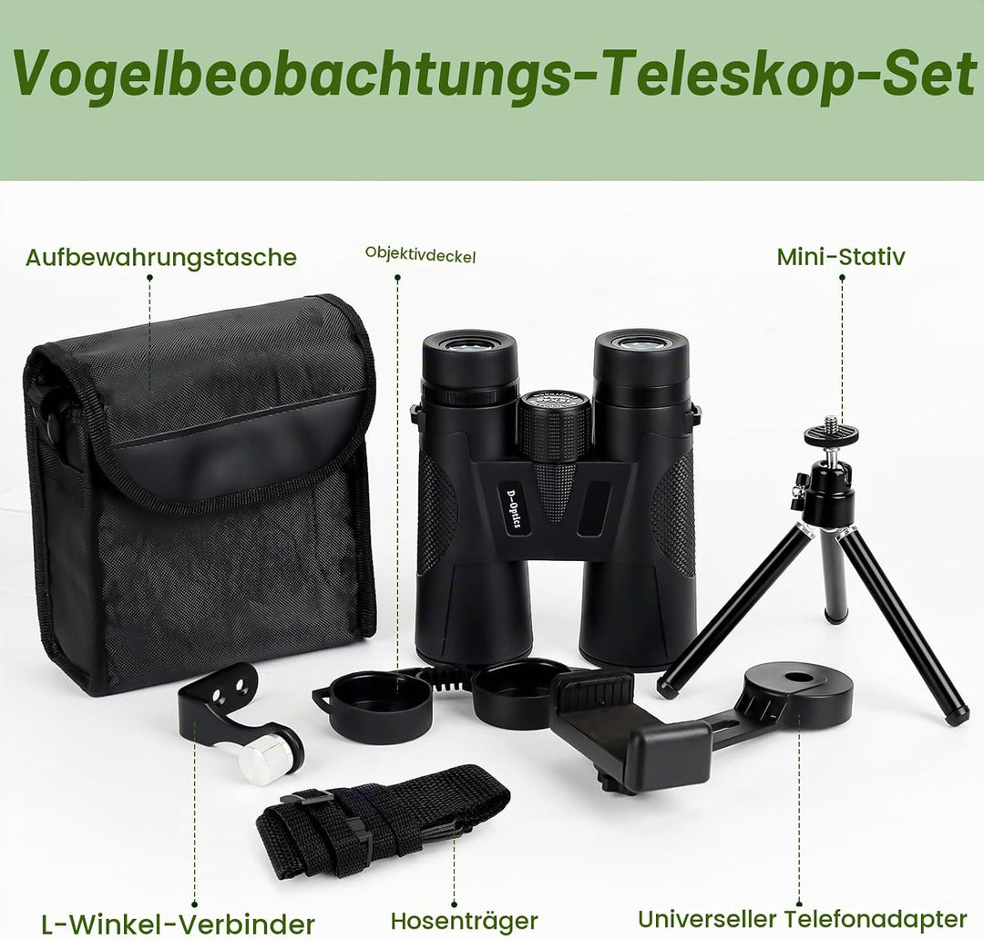 12x42 HD Fernglas Erwachsene, Kompakte Ferngläser wasserdicht feldstecher fernglas FMC-Linse Feldste