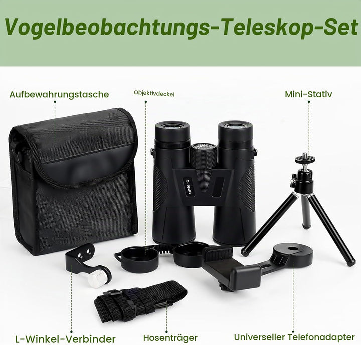 12x42 HD Fernglas Erwachsene, Kompakte Ferngläser wasserdicht feldstecher fernglas FMC-Linse Feldste