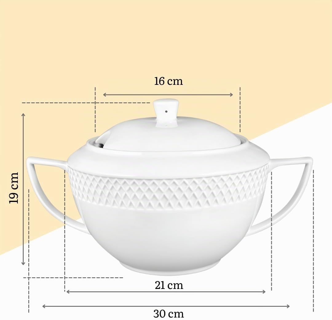 Wilmax - Suppenterrine mit Deckel - 2800ml - Vase aus Porzellan - weiss - Hitzebeständige Terrine -