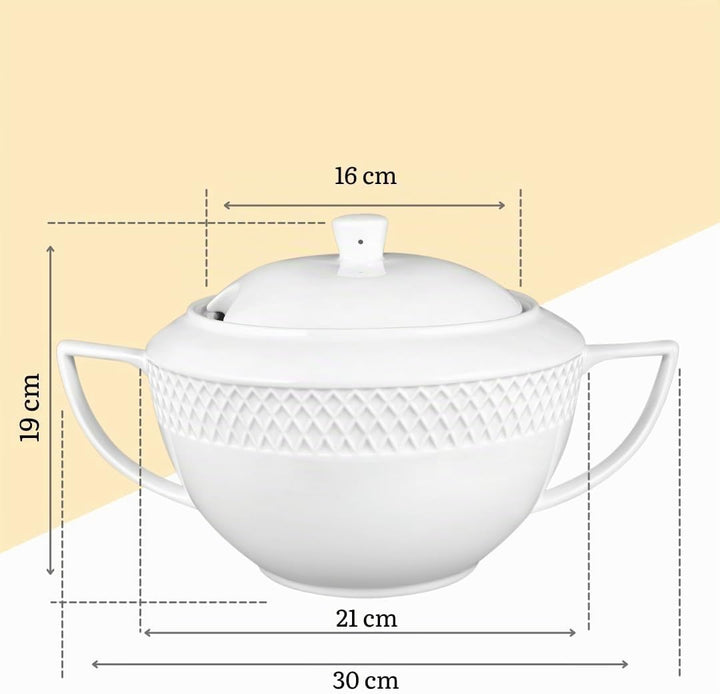 Wilmax - Suppenterrine mit Deckel - 2800ml - Vase aus Porzellan - weiss - Hitzebeständige Terrine -